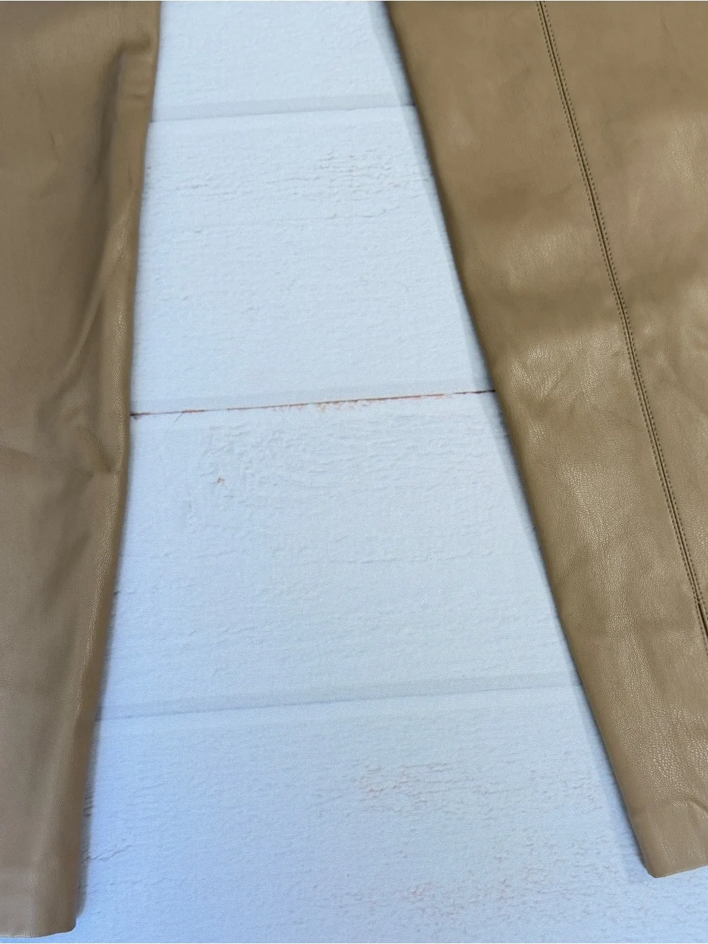 ZARA Faux Leather Pants Tan Straight Leg High Rise Size S